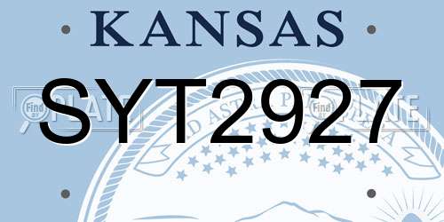 SYT2927 Kansas License Plate