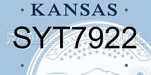 SYT7922 Kansas License Plate