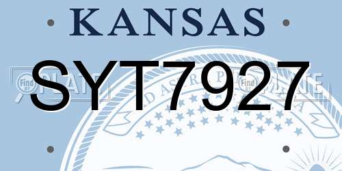 SYT7927 Kansas License Plate