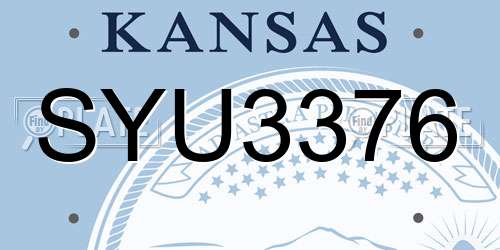 SYU3376 Kansas License Plate