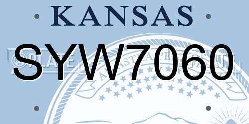 SYW7060 Kansas License Plate