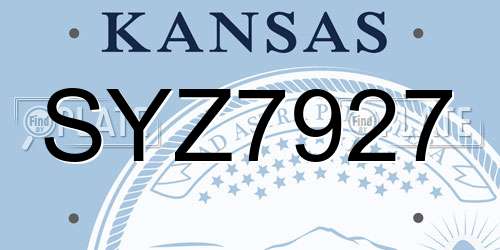SYZ7927 Kansas License Plate