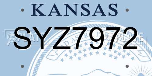 SYZ7972 Kansas License Plate