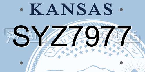 SYZ7977 Kansas License Plate