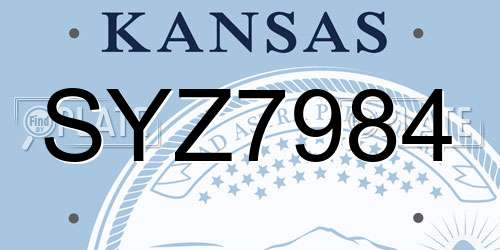 SYZ7984 Kansas License Plate