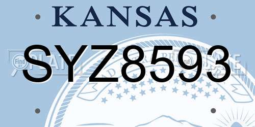 SYZ8593 Kansas License Plate