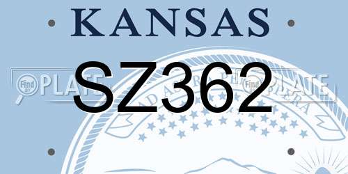 SZ362 Kansas License Plate