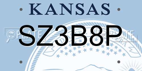 SZ3B8P Kansas License Plate