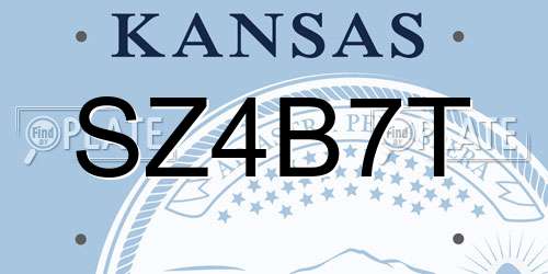 SZ4B7T Kansas License Plate