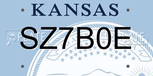 SZ7B0E Kansas License Plate