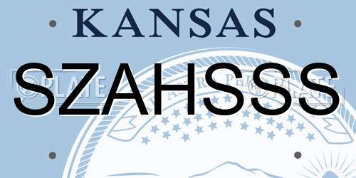 SZAHSSS Kansas License Plate