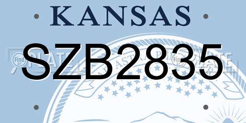 SZB2835 Kansas License Plate