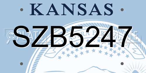 SZB5247 Kansas License Plate
