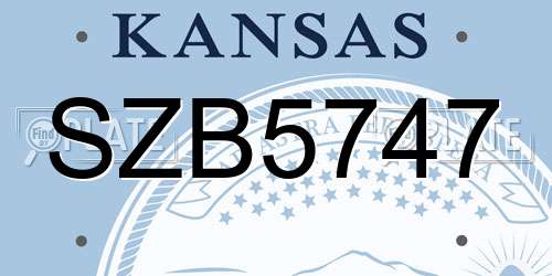 SZB5747 Kansas License Plate