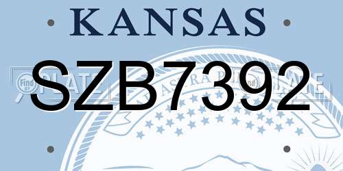 SZB7392 Kansas License Plate