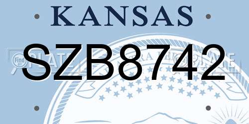 SZB8742 Kansas License Plate