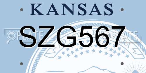 SZG567 Kansas License Plate