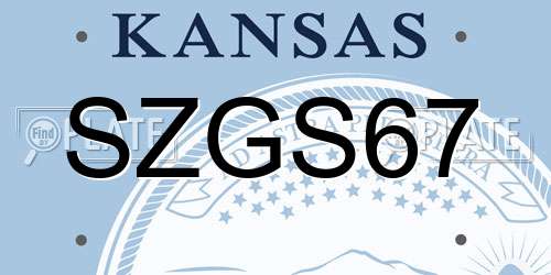 SZGS67 Kansas License Plate