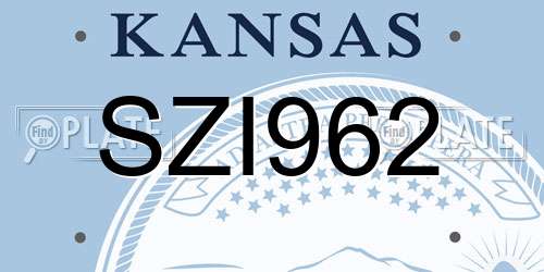 SZI962 Kansas License Plate