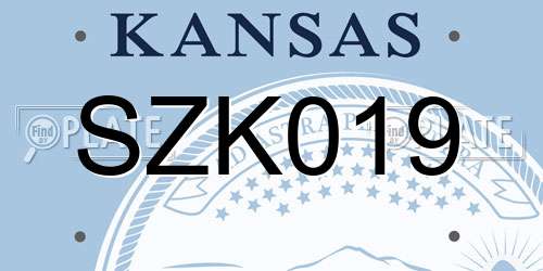 SZK019 Kansas License Plate