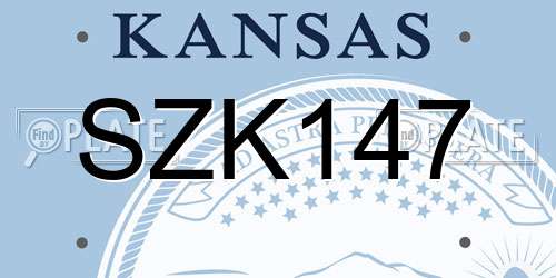 SZK147 Kansas License Plate