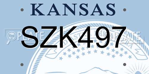 SZK497 Kansas License Plate