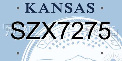 SZX7275 Kansas License Plate