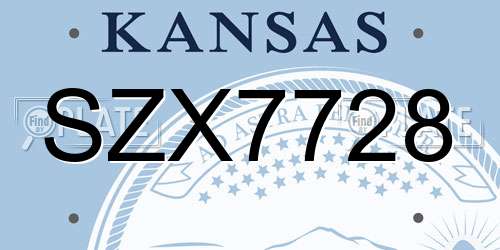 SZX7728 Kansas License Plate