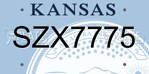 SZX7775 Kansas License Plate