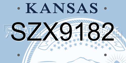 SZX9182 Kansas License Plate