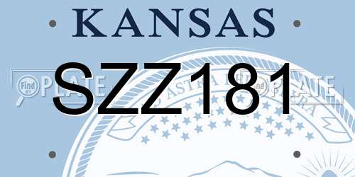 SZZ181 Kansas License Plate