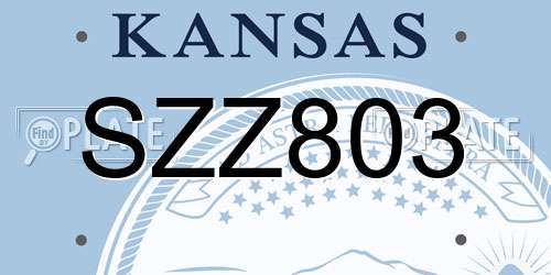 SZZ803 Kansas License Plate