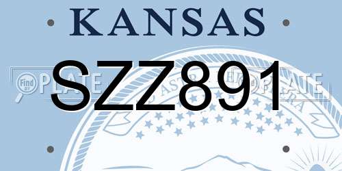 SZZ891 Kansas License Plate