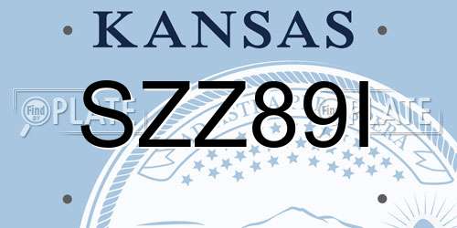 SZZ89I Kansas License Plate