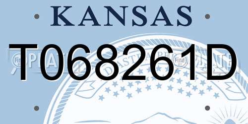 T068261D Kansas License Plate
