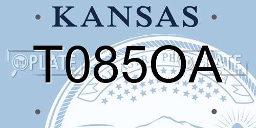 T085OA Kansas License Plate