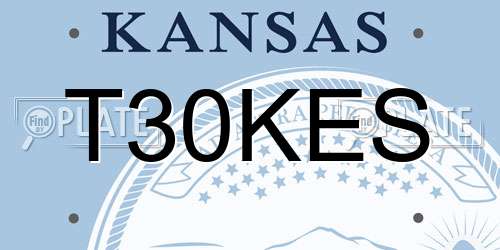 T30KES Kansas License Plate