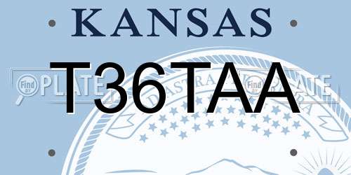 T36TAA Kansas License Plate