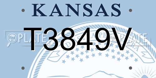 T3849V Kansas License Plate