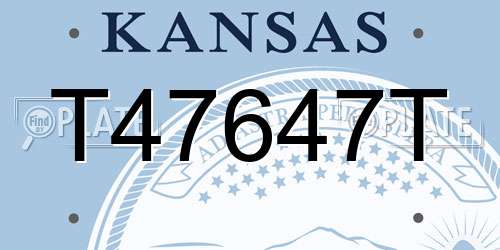 T47647T Kansas License Plate
