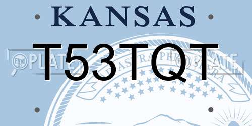 T53TQT Kansas License Plate