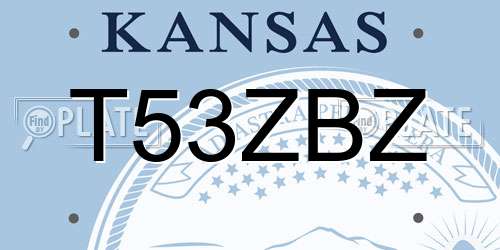 T53ZBZ Kansas License Plate