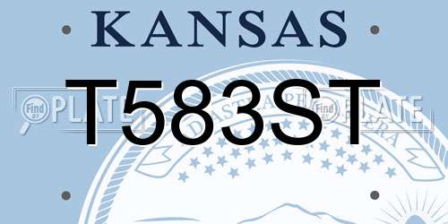 T583ST Kansas License Plate