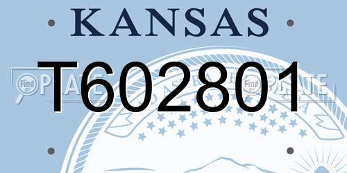 T602801 Kansas License Plate