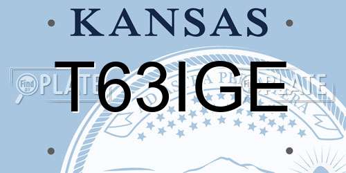 T63IGE Kansas License Plate