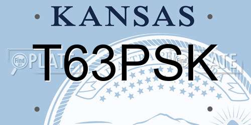 T63PSK Kansas License Plate
