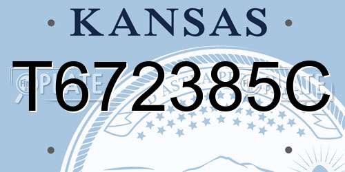 T672385C Kansas License Plate