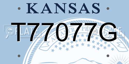 T77077G Kansas License Plate