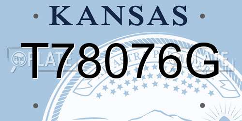 T78076G Kansas License Plate