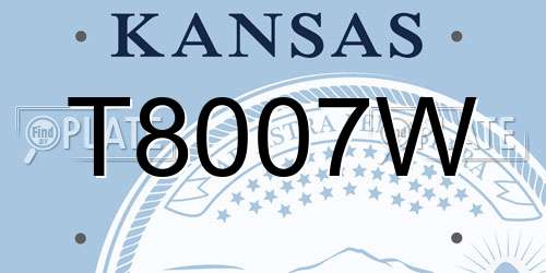 T8007W Kansas License Plate